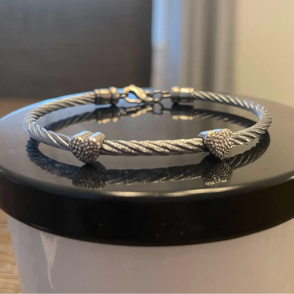 2 Hearts Cable Bracelet